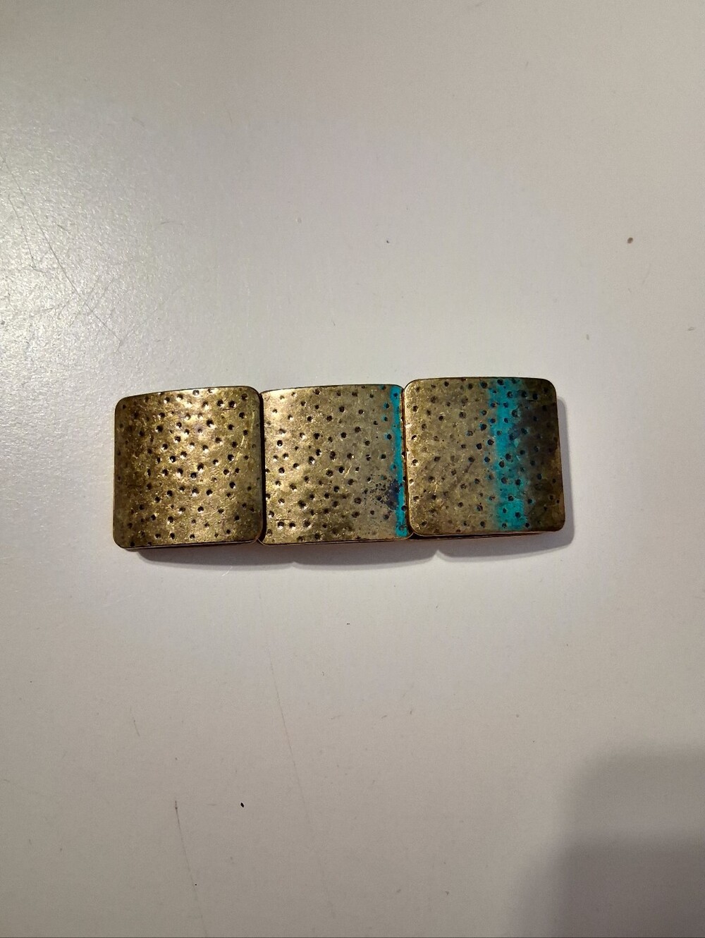 Brass-Tone Paneled Stretch Bracelet Vintage